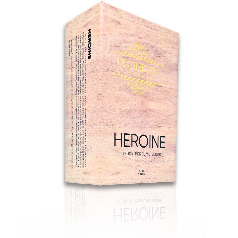 BestIndian™ Heroine Luxury Perfume Elixir — long lasting attar for women, gold bottle with handcrafted wooden box.