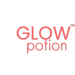 GlowPotion™ logo with red gradient on a white background and minimum border, for the product pages of the GlowPotion™ brand by BestIndian™.