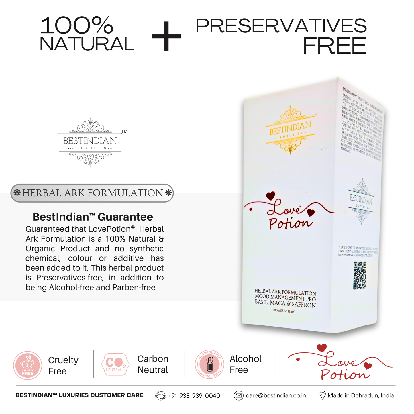 LovePotion™ Ayurvedic drink for mood, 100% natural and free from preservatives, cruelty, carbon, and alcohol.