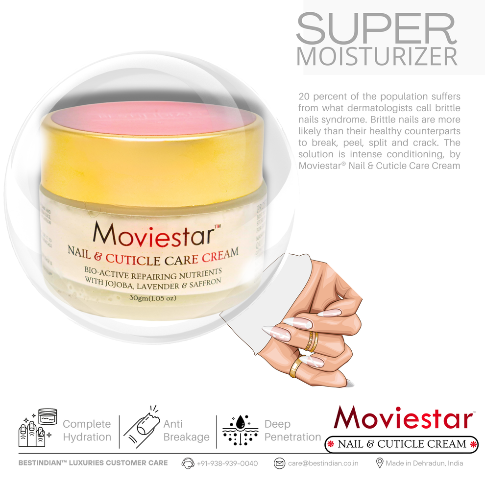 Moviestar™ Nail & Cuticle Care Cream by BestIndian, a super moisturizing nail cream to condition, repair, and deeply hydrate brittle nails, offering complete hydration and anti-breakage protection.