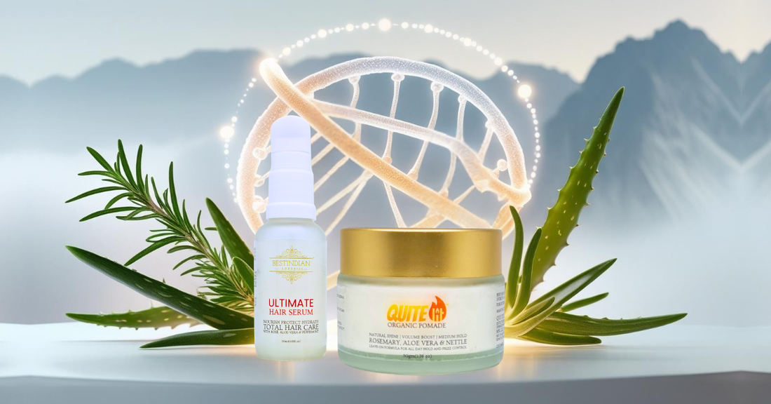 Featured image for a guide to natural and chemical-free hair styling products in India, showcasing various natural stylers and ingredients.