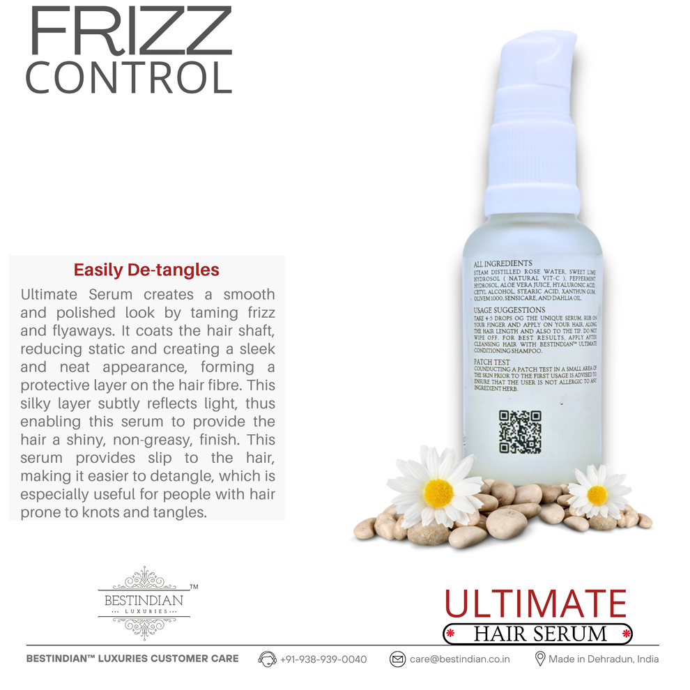 Best serum for frizzy hair by BestIndian possessing Ultimate frizz control and detangling properties.