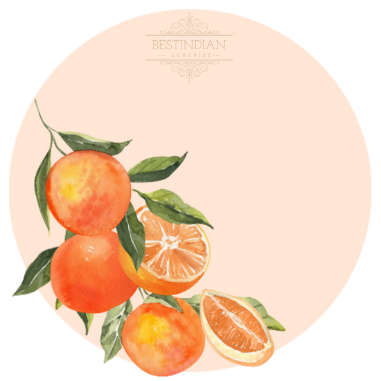 A botanical illustration of Mandarin, a hero ingredient in the BestIndian beauty care products