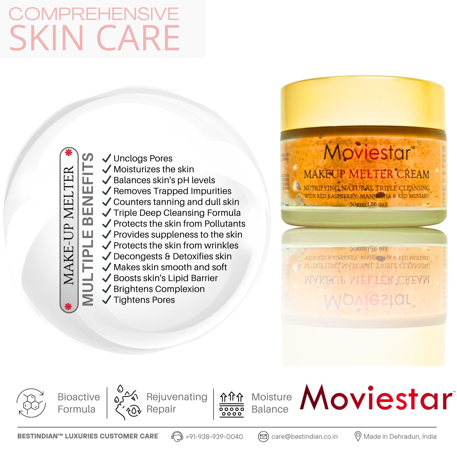 Luxury cream cleanser with 12+ skincare benefits including hydration, detox, brightening, and wrinkle protection.