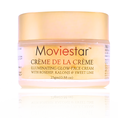 Moviestar Creme de la Creme by BestIndian™. Illuminating glow night face cream, featuring rosehip, Kalonji, sweet lime, and shea butter.
