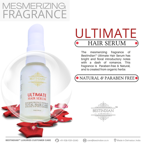 Natural and paraben-free hair serum by BestIndian with mesmerizing fragrance 