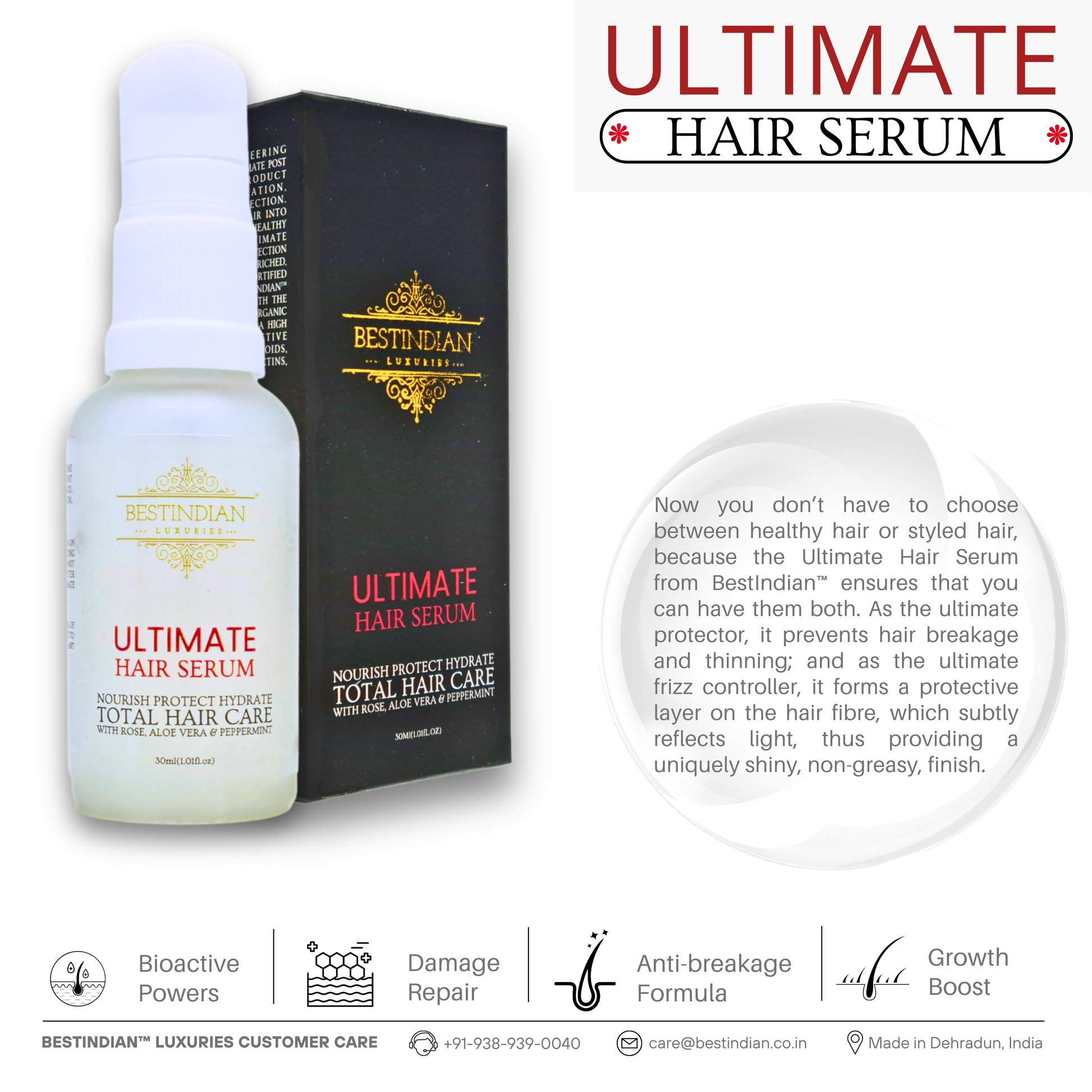 Anti hair fall serum by BestIndian for damage repair and hair growth boost.