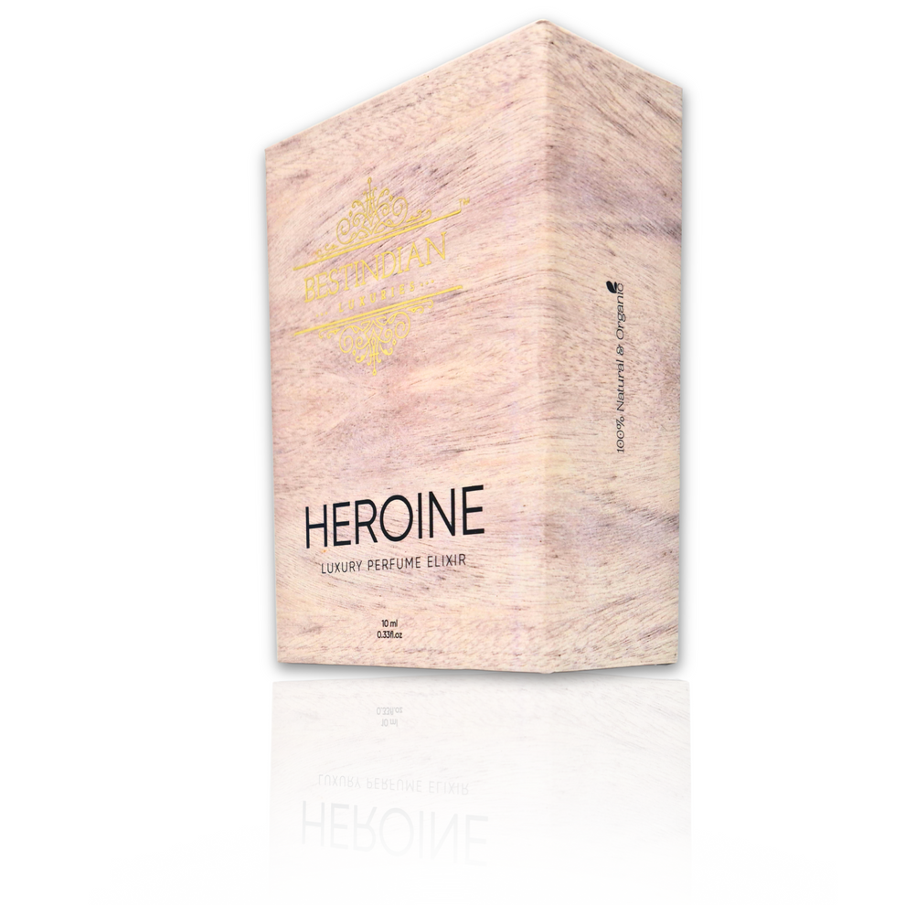 BestIndian™ Heroine Luxury Perfume Elixir — long lasting attar for women with tobacco and spicy vanilla notes in wooden themed box.
