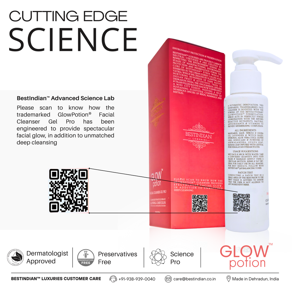 GlowPotion™ Facial Cleanser Gel Pro by BestIndian™, a science-backed, preservatives-free facial cleanser engineered for deep cleansing and spectacular facial glow.