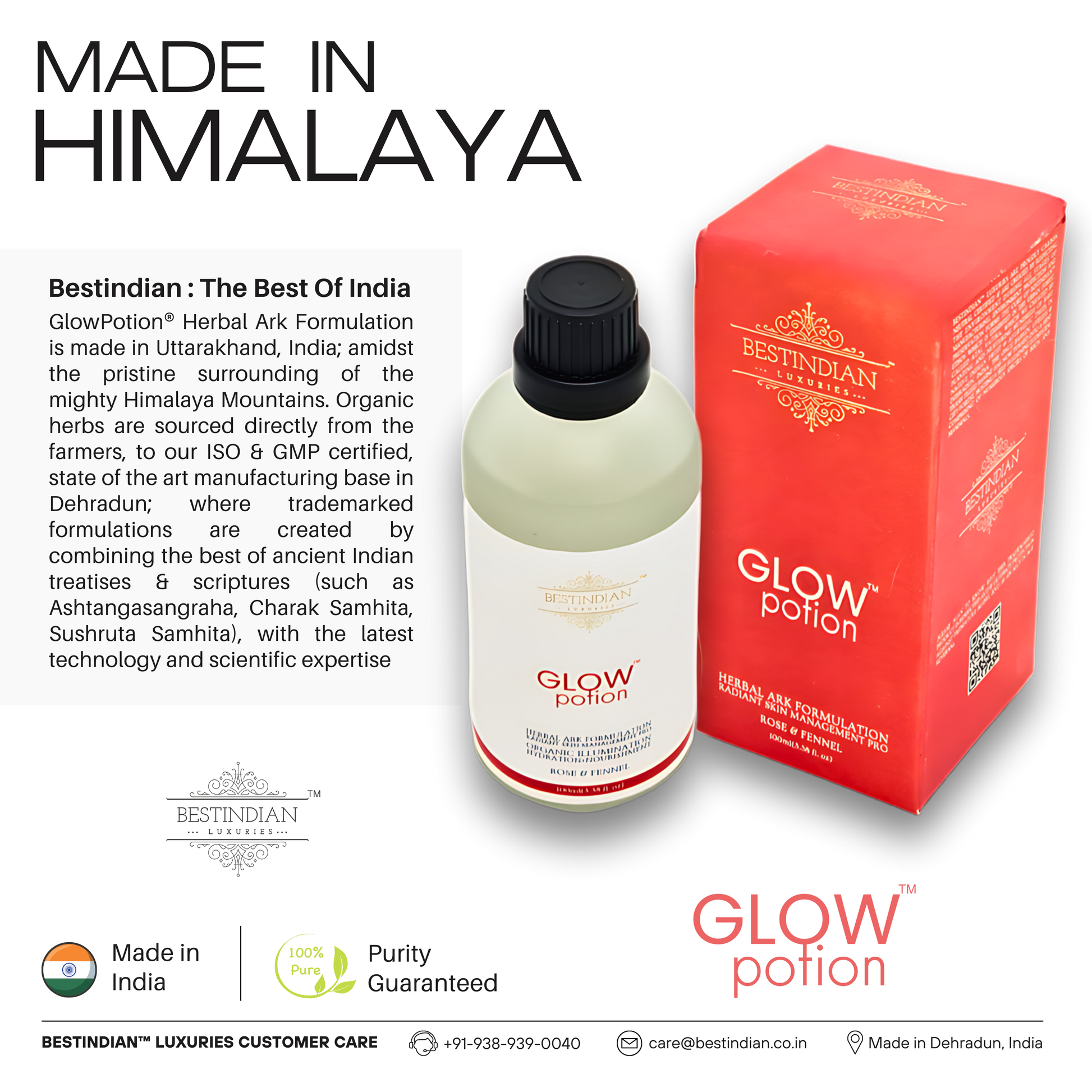 GlowPotion™ Himalayan crafted herbal tea for skin, made in India with pure botanicals for radiant, healthy skin.