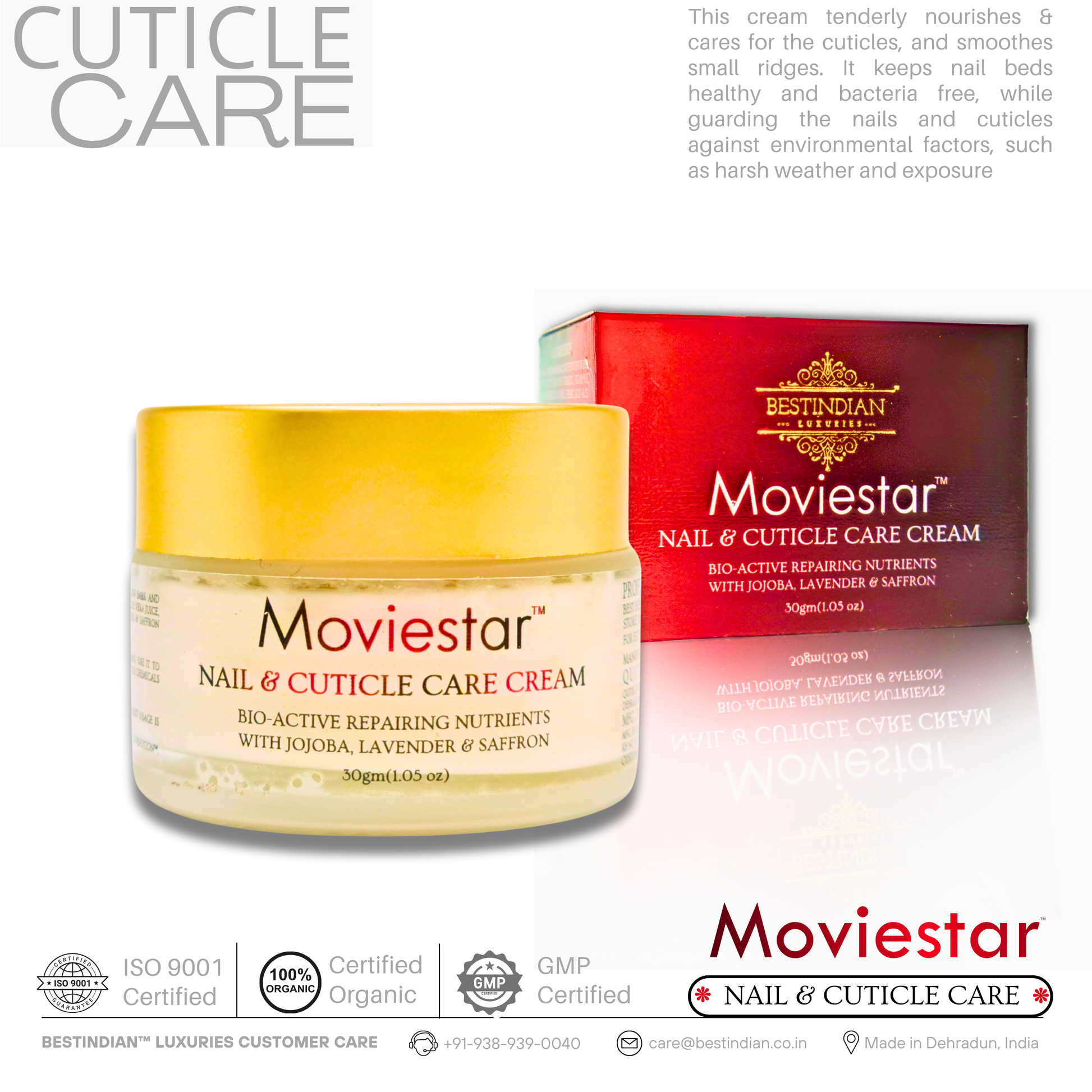 Moviestar™ Nail & Cuticle Care Cream by BestIndian, providing professional nail and cuticle care with deep hydration and rejuvenation for strong, resilient nails.