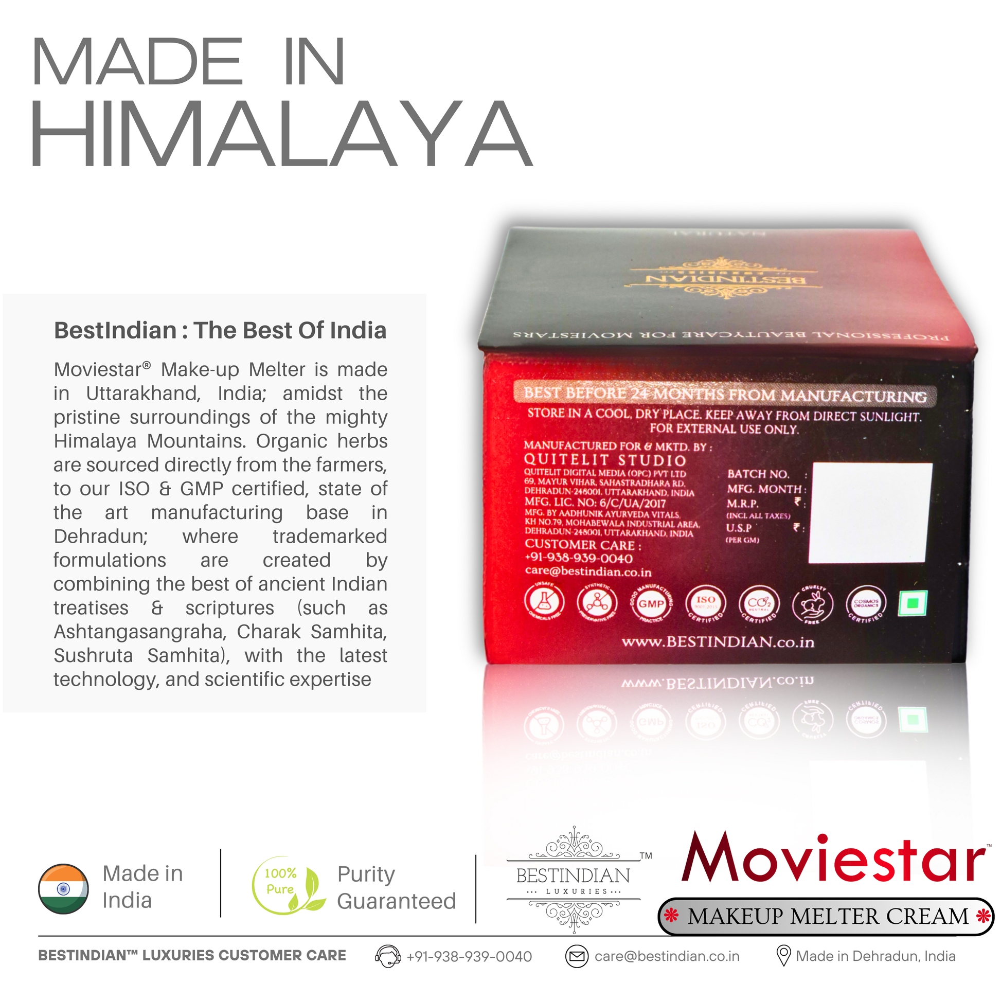 Ayurvedic makeup remover cream made in Dehradun Himalayas with certified organic herbs and modern science.