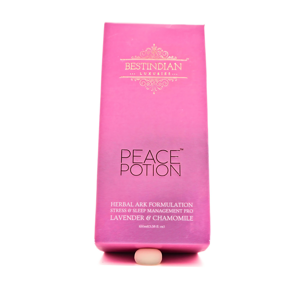 PeacePotion™ Ayurvedic tea for sleep with Chamomile and Lavender, designed for stress and sleep management.
