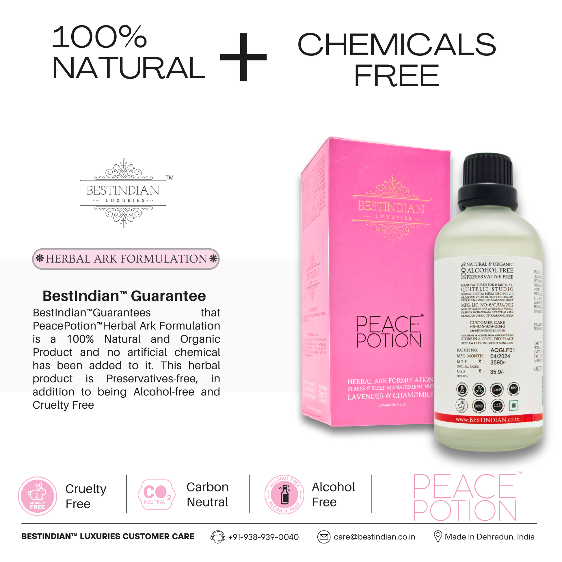 PeacePotion™ herbal ark, a 100% natural and chemicals-free formula, guaranteed organic by BestIndian Luxuries.